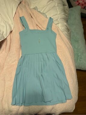 RHONE Light Blue Pleated Mini Dress
